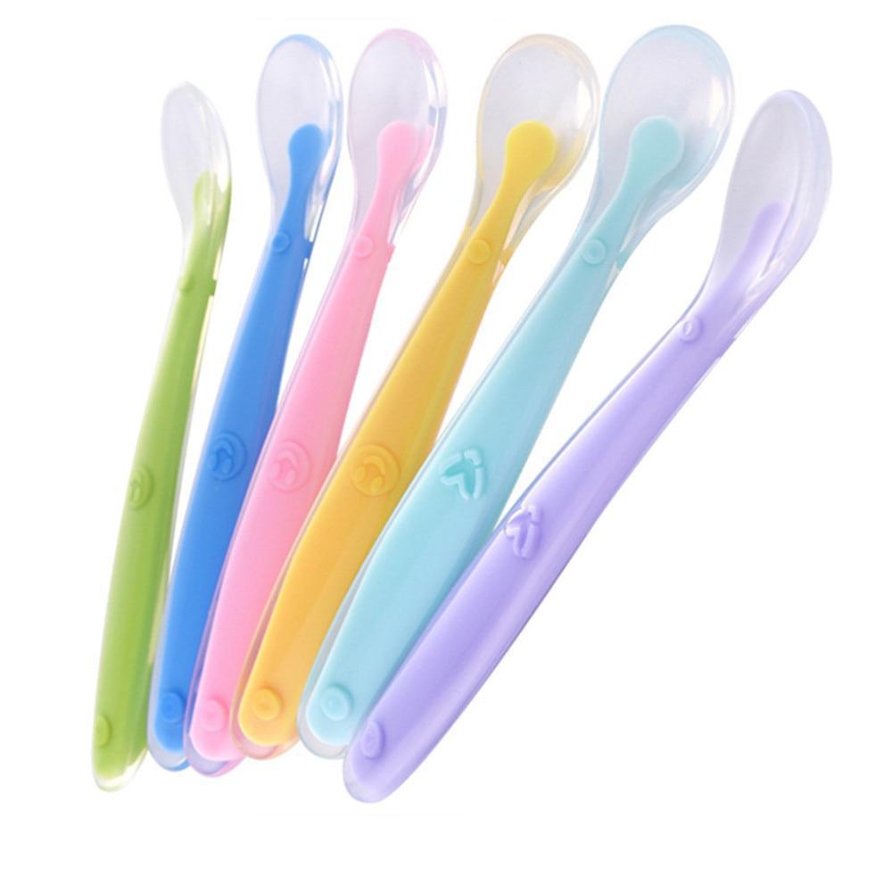 Premium Soft Silicone Baby Feeding Spoons - Candy Color Set