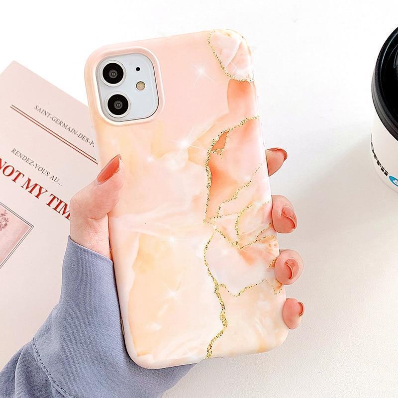 Coque de téléphone en marbre crack mat de luxe pour modèles d'iPhone