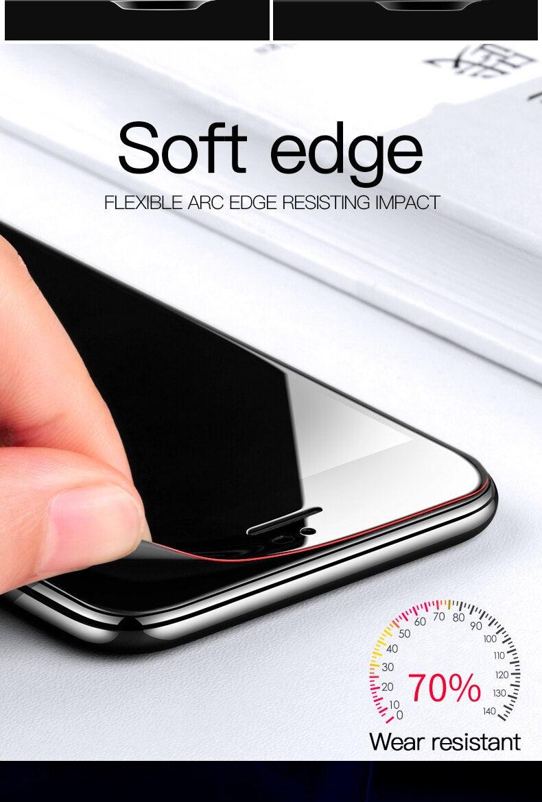 Protecteur d'écran en verre trempé à bords incurvés premium pour iPhone
