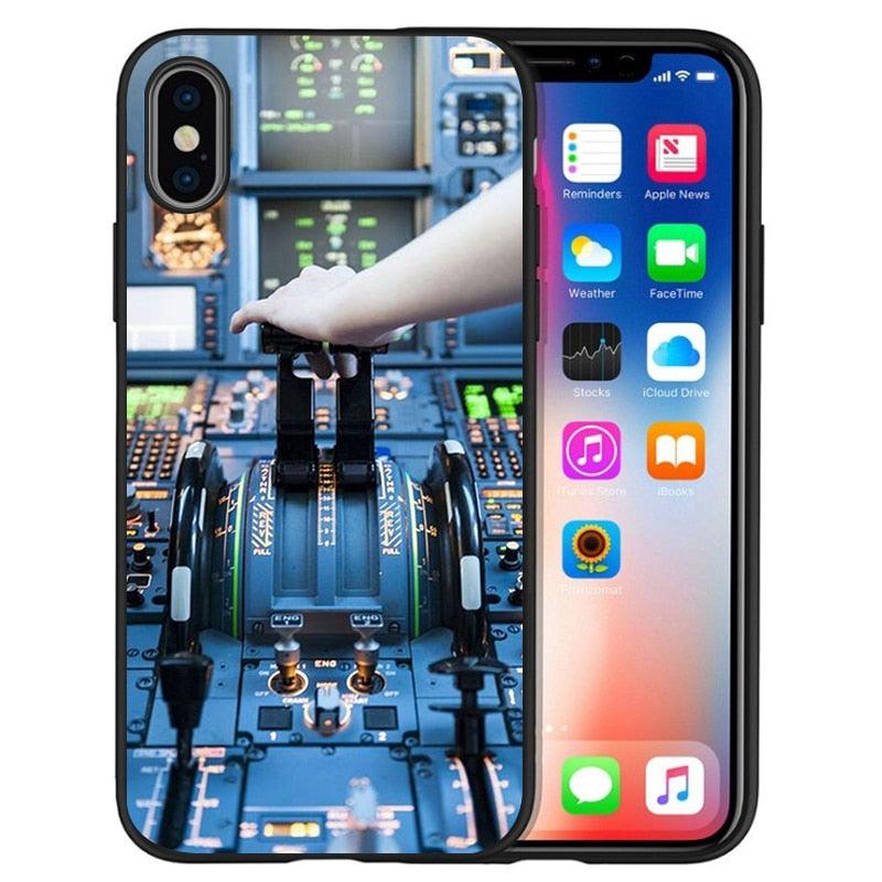 Funda de Silicona Negra para Teléfono de Cockpit de Aeronave para iPhone
