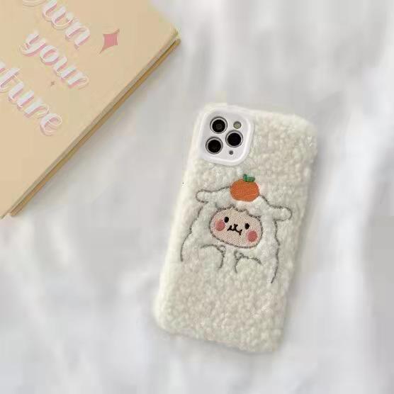 Coque de téléphone en peluche ours brun mignon pour modèles d'iPhone
