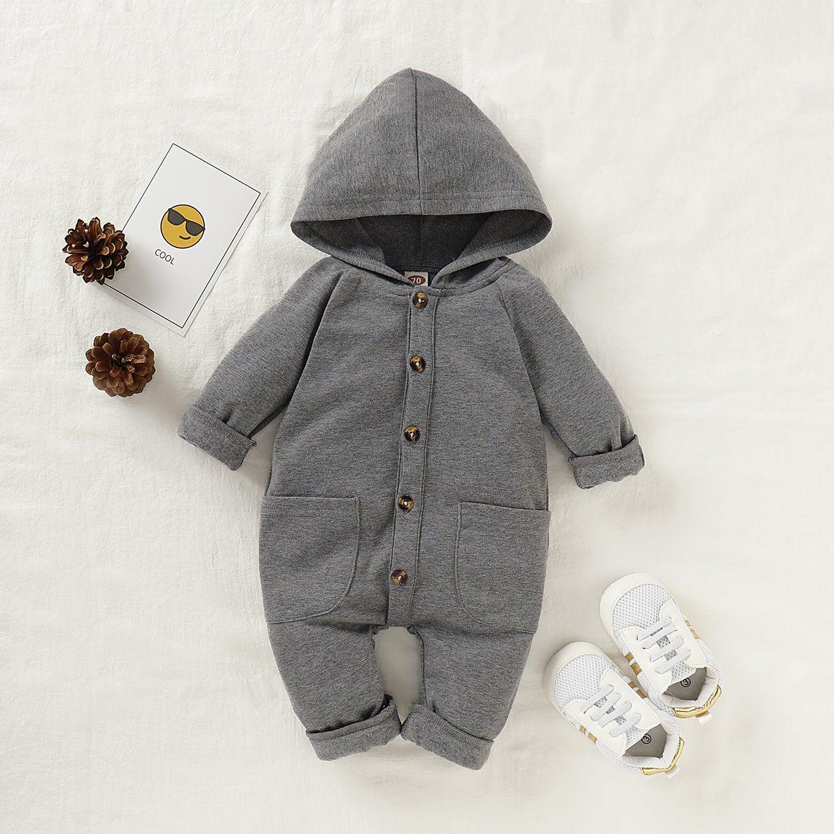 Premium Newborn Hooded Romper with Pockets