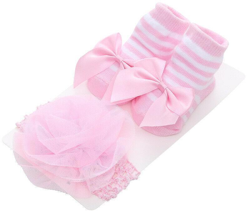 Adorable Princess Bow Baby Socks & Hairband Set - Cozy & Stylish for Girls - Korvel