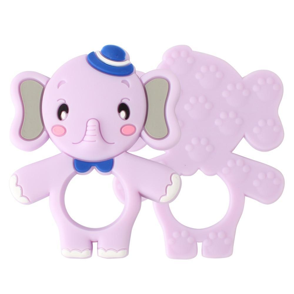 Juego de 2 piezas de mordedor de silicona de animales de dibujos animados para bebés