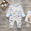 Floral Dinosaur Car Printed Baby Romper - Long Sleeve