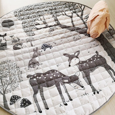Nordic Forest Animals Print Soft Cotton Baby Play Mat