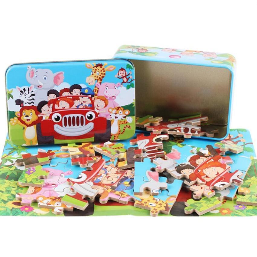 60-Piece Cartoon Animal Wooden Puzzle for Kids - Educational Fun Toy - Korvel