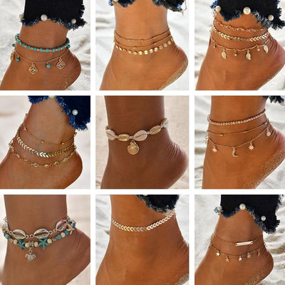 Gold Shell Coconut Tree Anklet - Stylish Summer Foot Jewelry