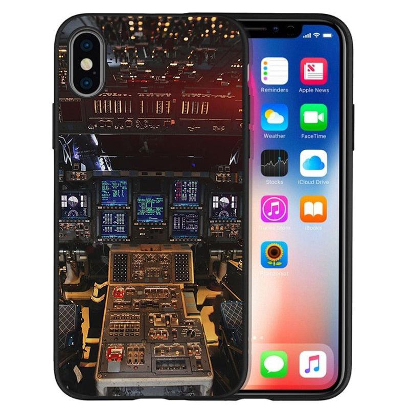 Funda de Silicona Negra para Teléfono de Cockpit de Aeronave para iPhone
