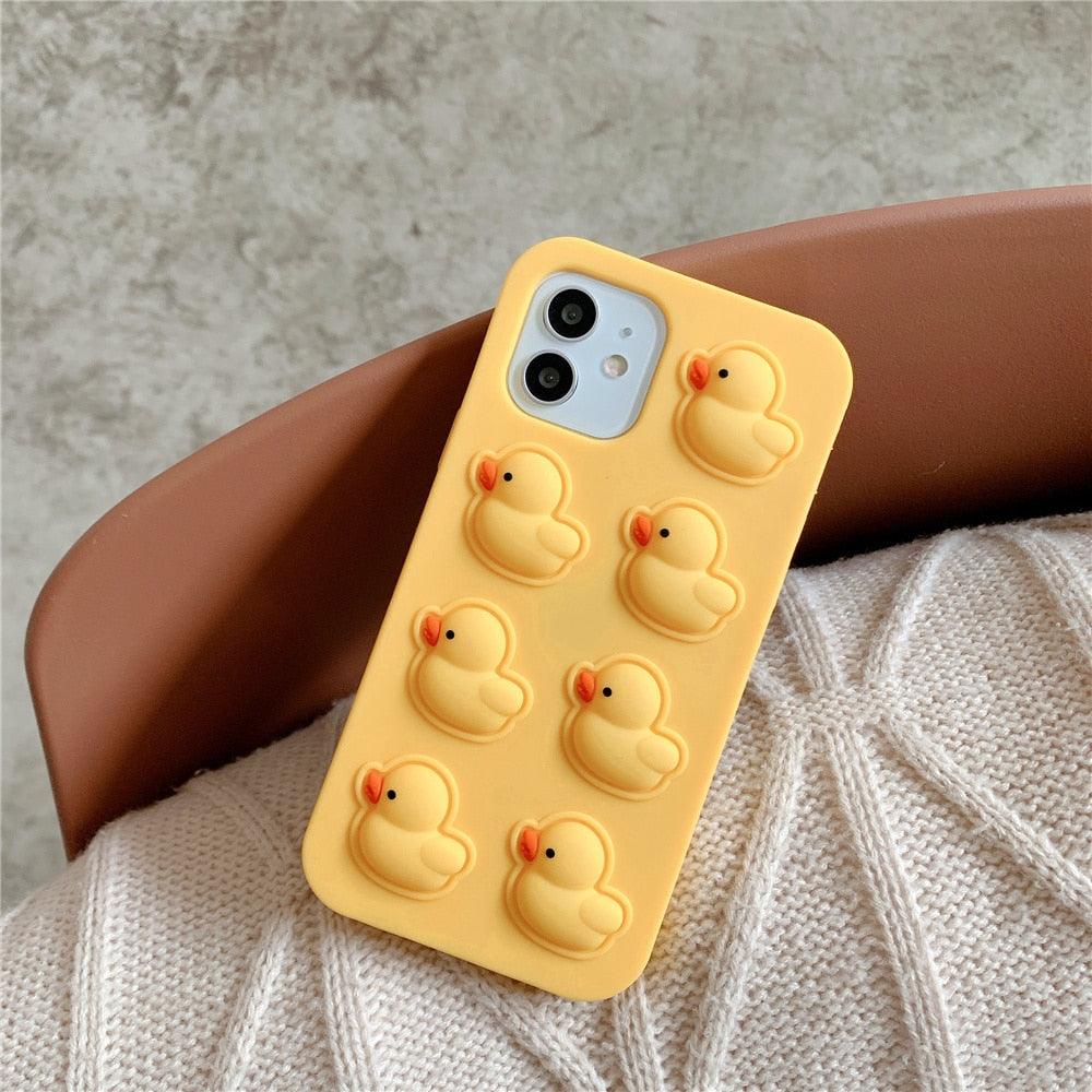 Cute Duck Pop Bubble Fidget Phone Case for iPhone