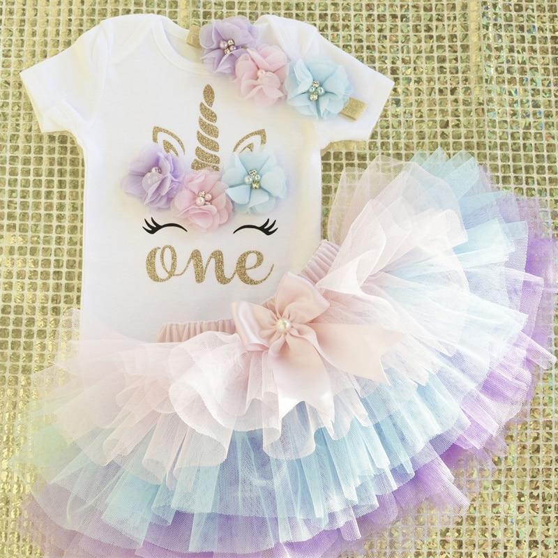 Vestido Moderno de Unicornio para Celebraciones del Primer Cumpleaños
