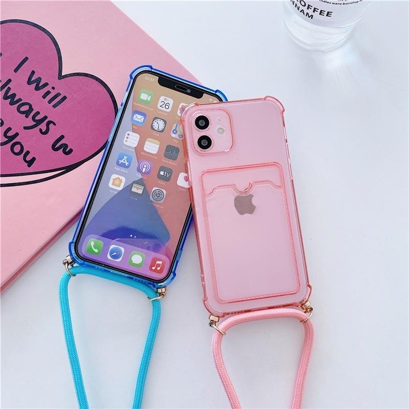 Transparent Crossbody Wallet Case for iPhone