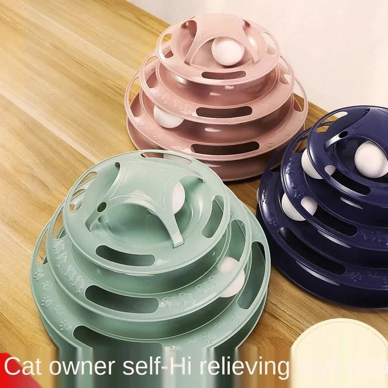 Pista de Juego con Bolas Giratorias de 4 Capas para Gatos