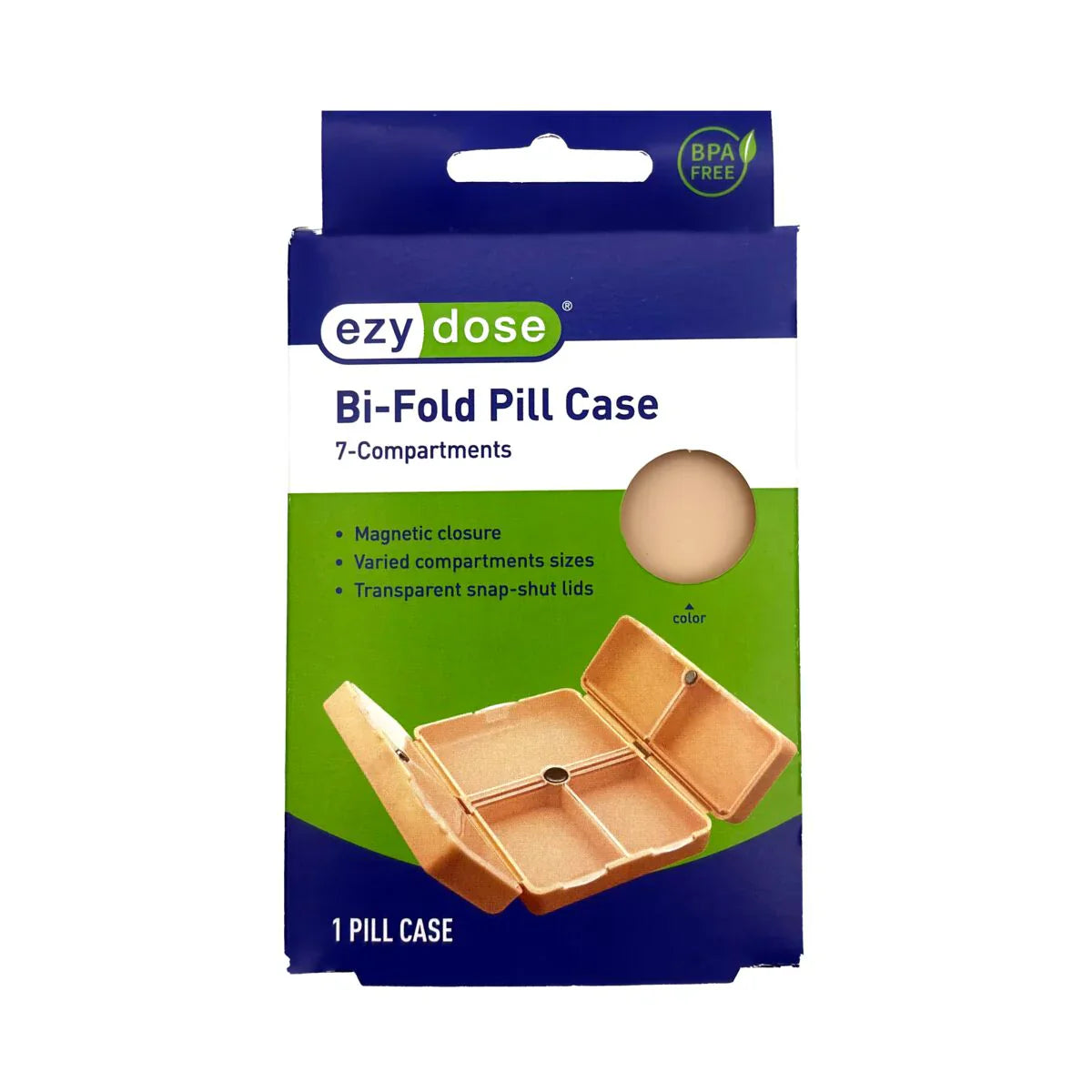 Ezy Dose Bi-Fold Pill Case – Organizador compacto de 7 compartimentos