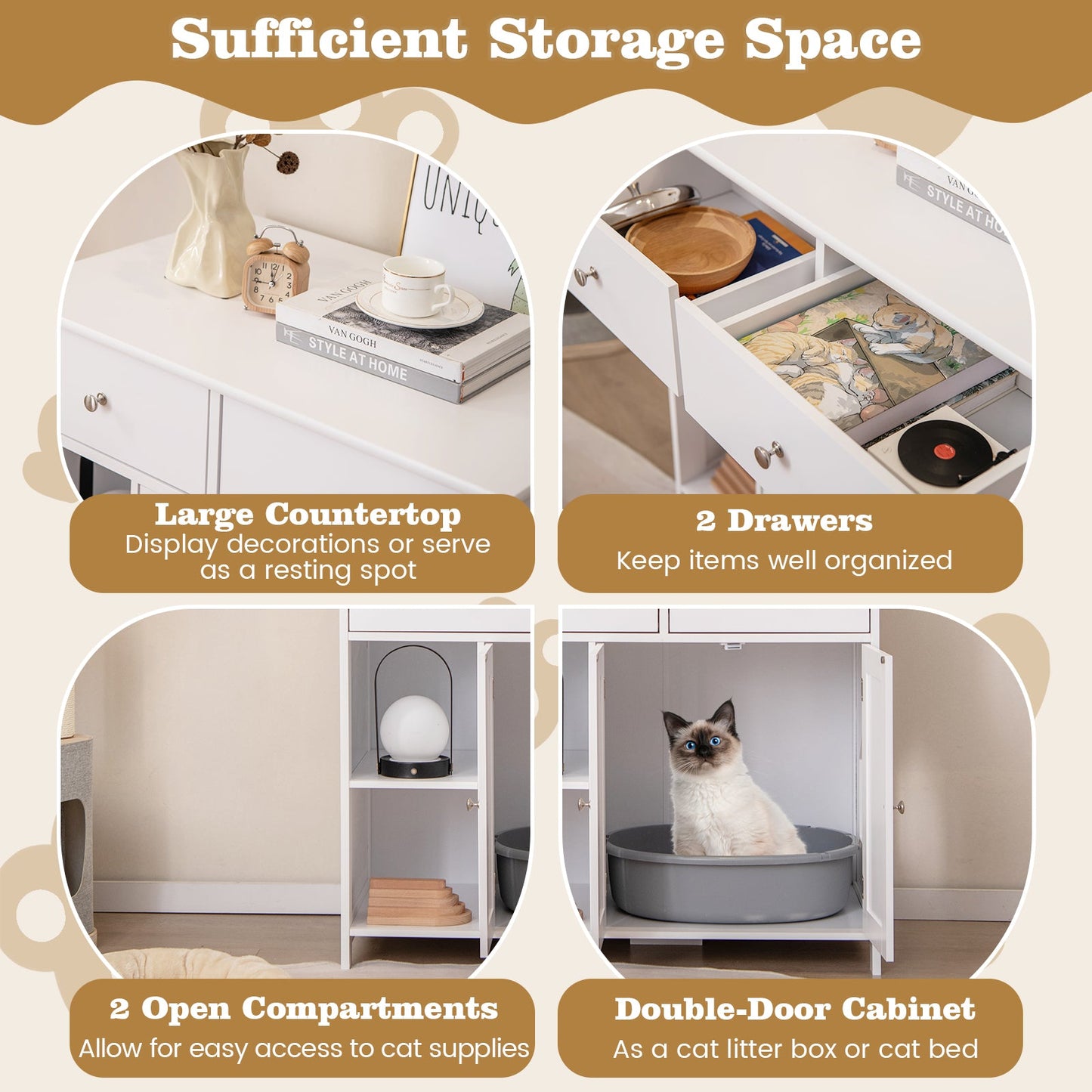 Hidden Cat Washroom Side Cabinet - Elegant Wooden Pet House