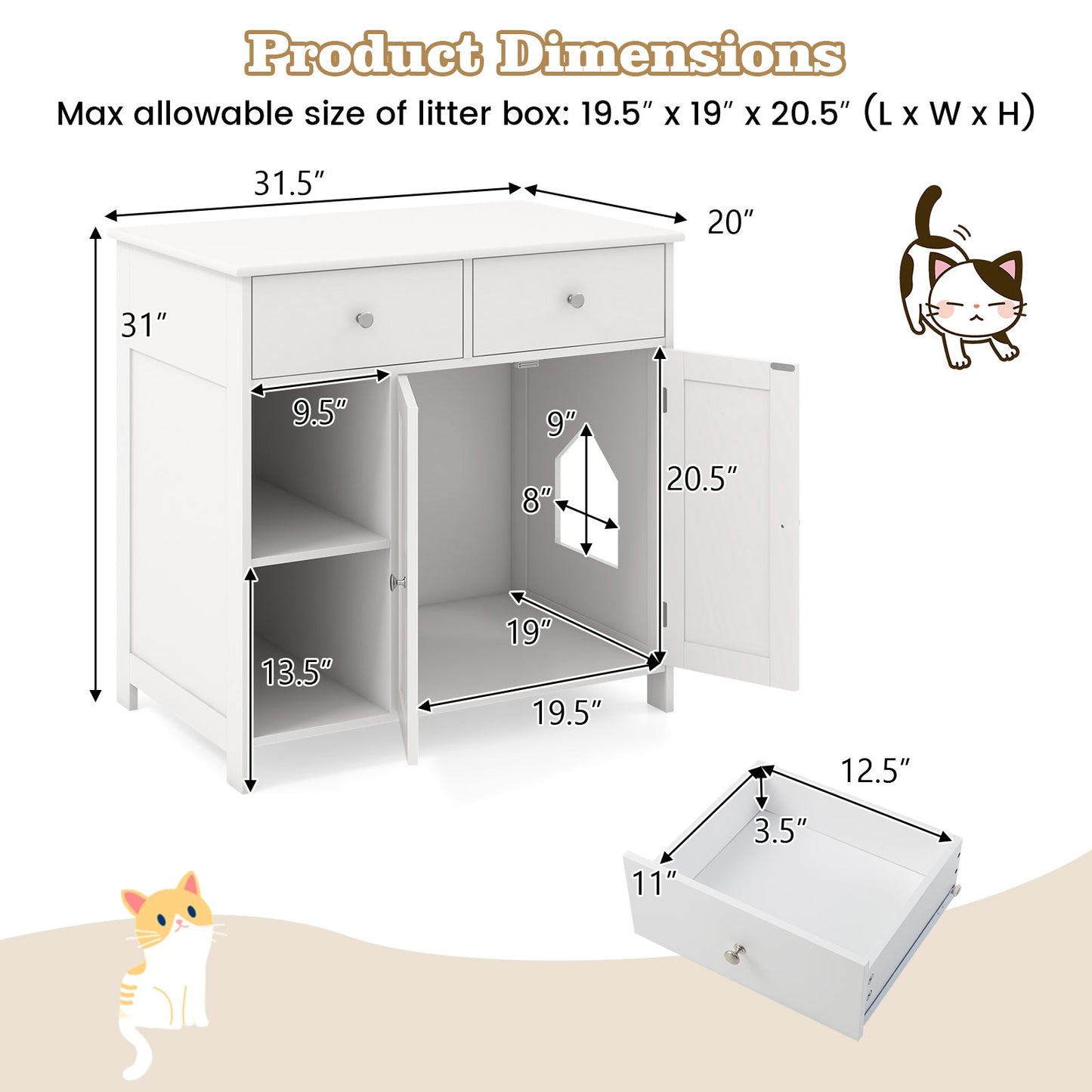 Hidden Cat Washroom Side Cabinet - Elegant Wooden Pet House