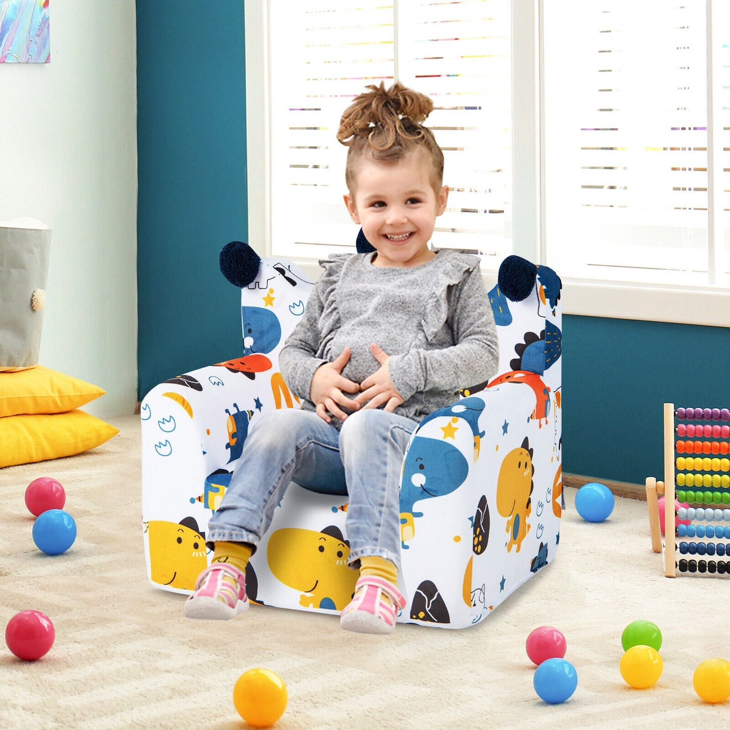 Sofa pour enfants avec rembourrage haute densité et coussin supplémentaire - Bleu