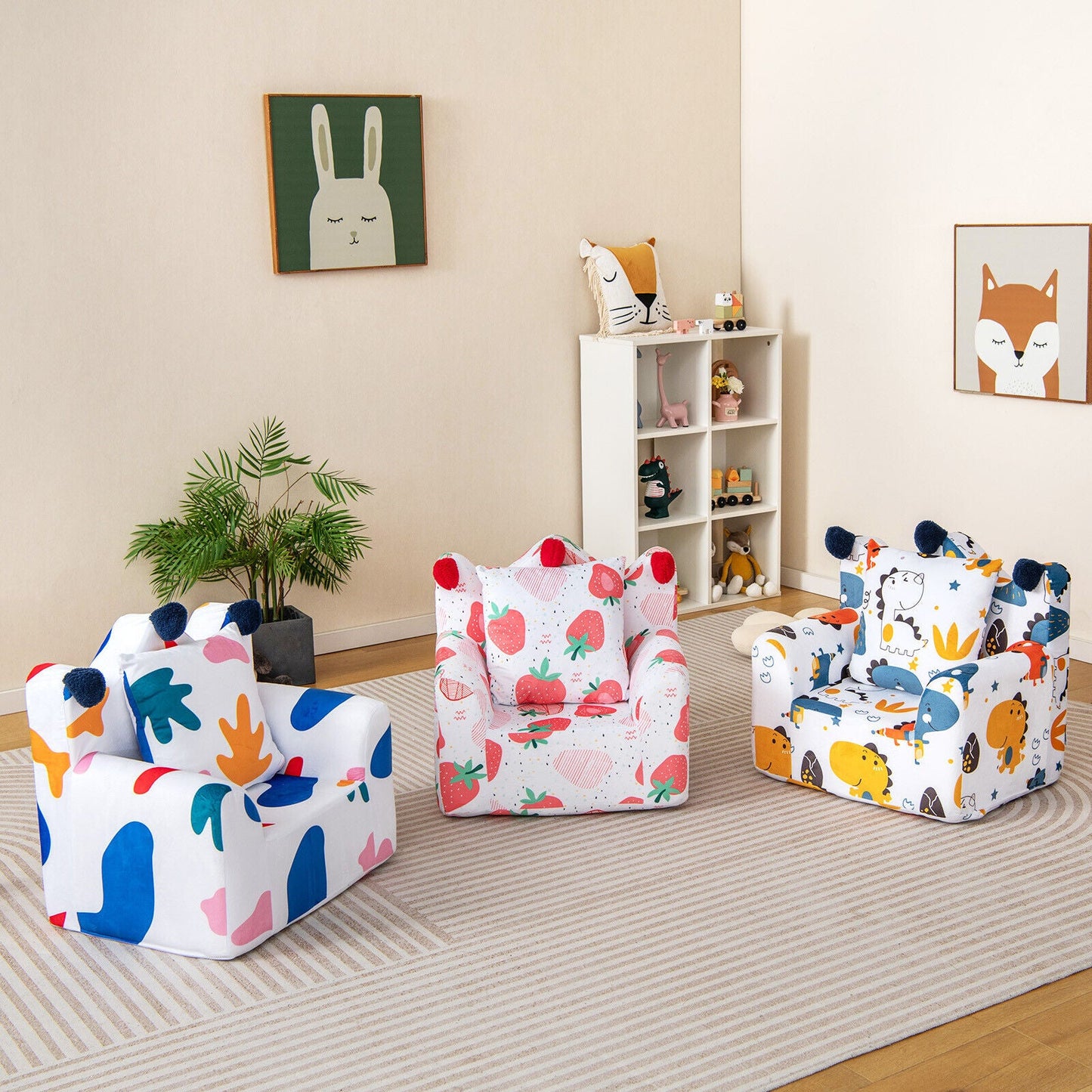 Sofa pour enfants avec rembourrage haute densité et coussin supplémentaire - Bleu