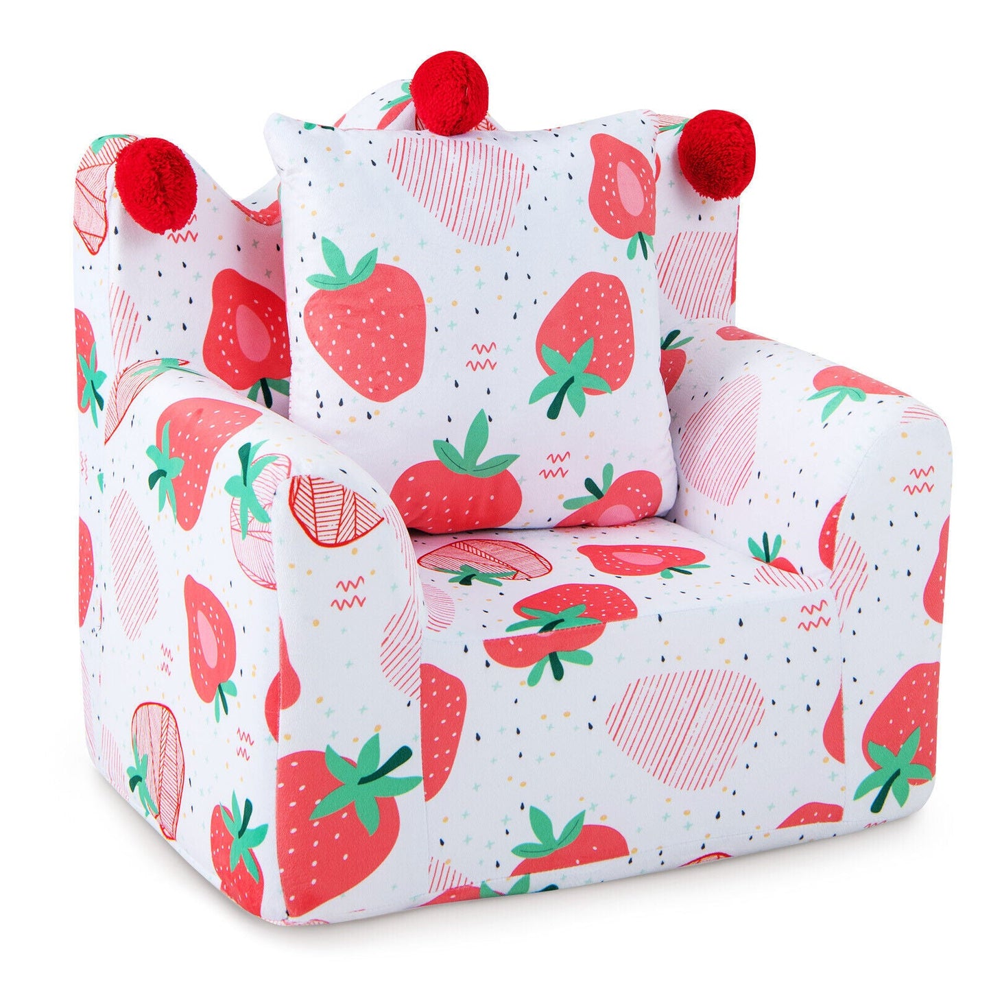 High-Density Padding Kids Sofa with Armrest and Extra Pillow - Pink