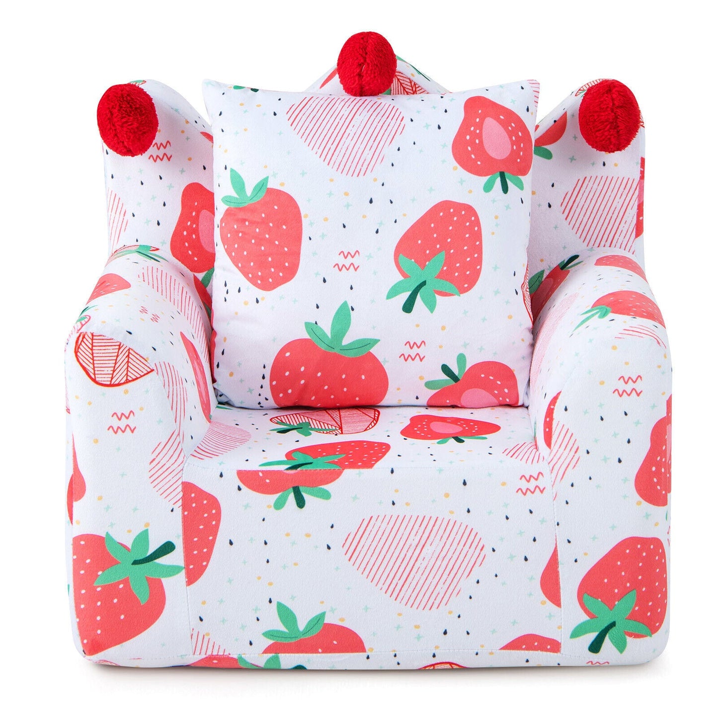 High-Density Padding Kids Sofa with Armrest and Extra Pillow - Pink