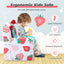 High-Density Padding Kids Sofa with Armrest and Extra Pillow - Pink