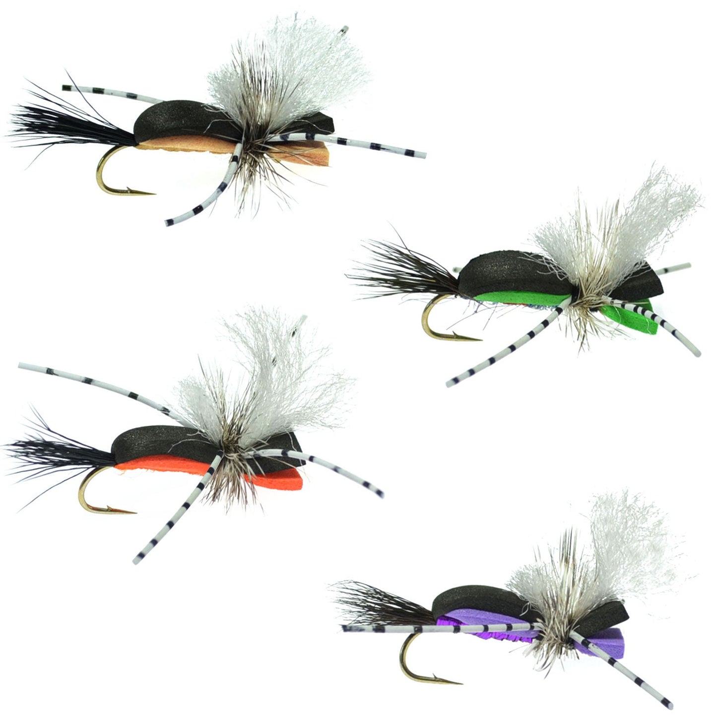 Hippie Stomper Size 10 - Premium Foam Body Grasshopper Dry Fly Sampler - Korvel