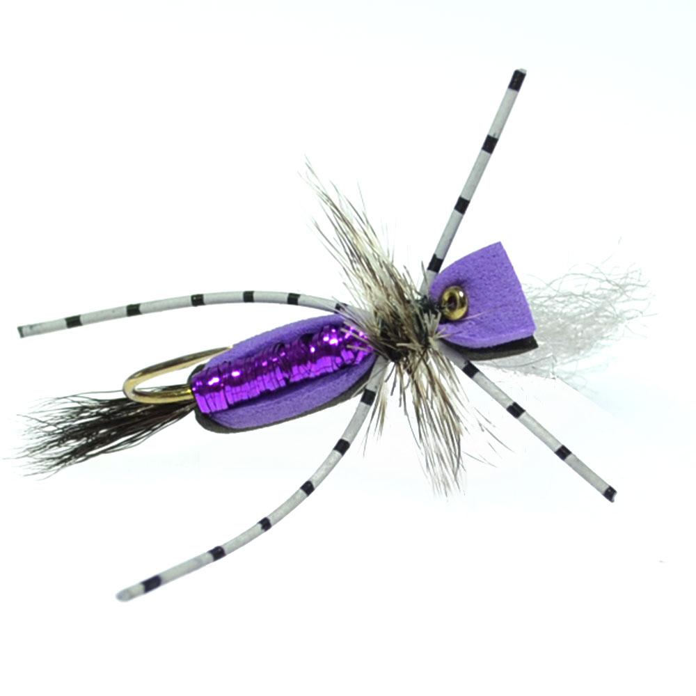 Hippie Stomper Foam Grasshopper Dry Fly - Black Purple - Size 14 (Pack of 4) - Korvel