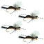 Premium Hippie Stomper Black Tan Foam Body Grasshopper Dry Fly - Set of 4, Size 14 - Korvel