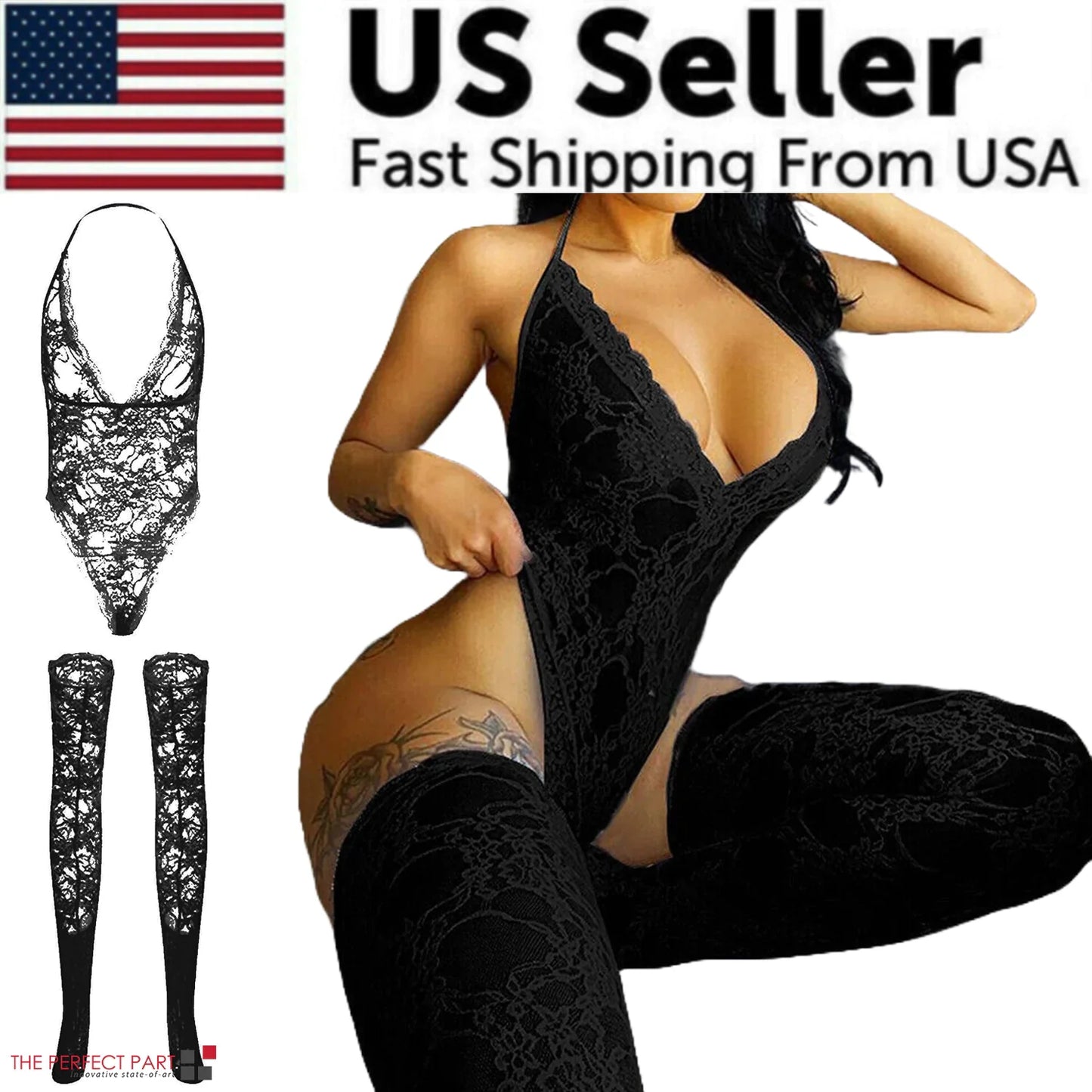 Body de Encaje Elegante para Mujeres - Ropa de Noche Talla Grande