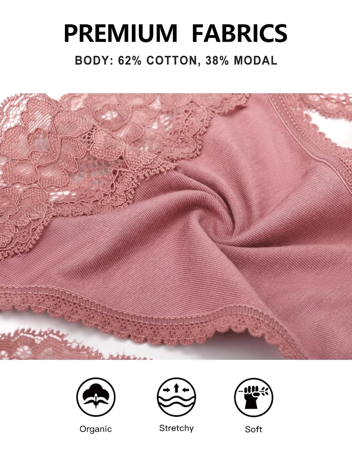 Culottes en Dentelle Sans Couture Voenxe - Paquet de 5 Sous-vêtements Confortables