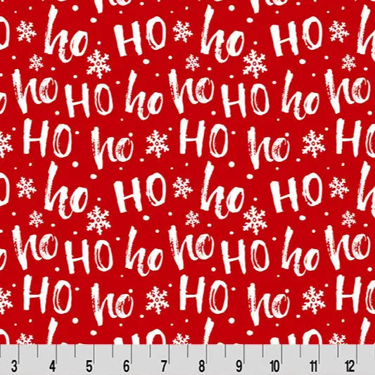 Ho Ho Ho Cloud Cuddle Scarlet Fabric per Yard