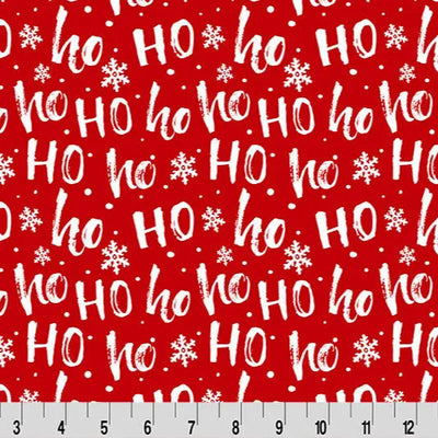 Tela Cloud Cuddle Escarlata Ho Ho Ho por Yarda