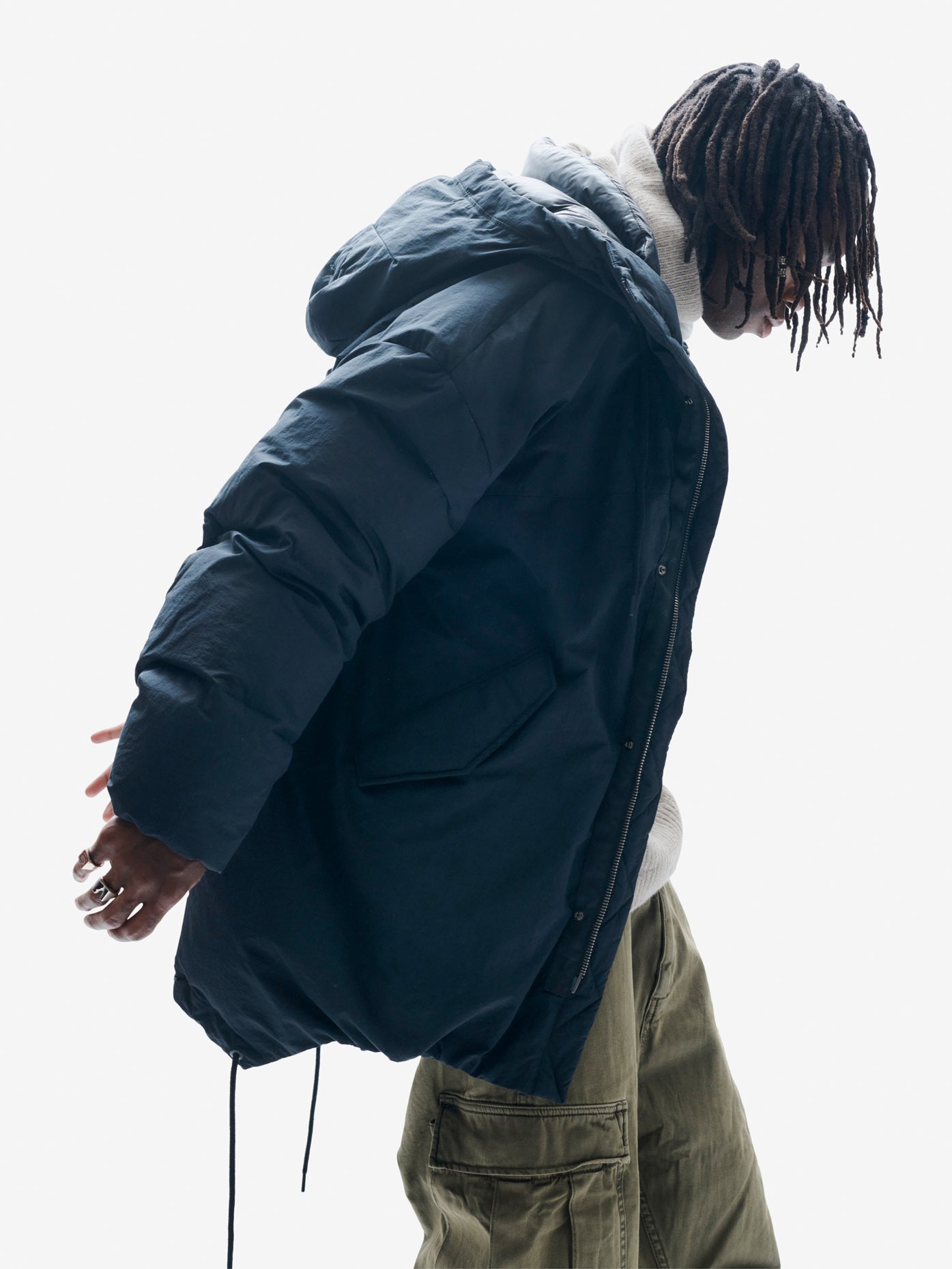 Parka Larga de Plumas - Negra