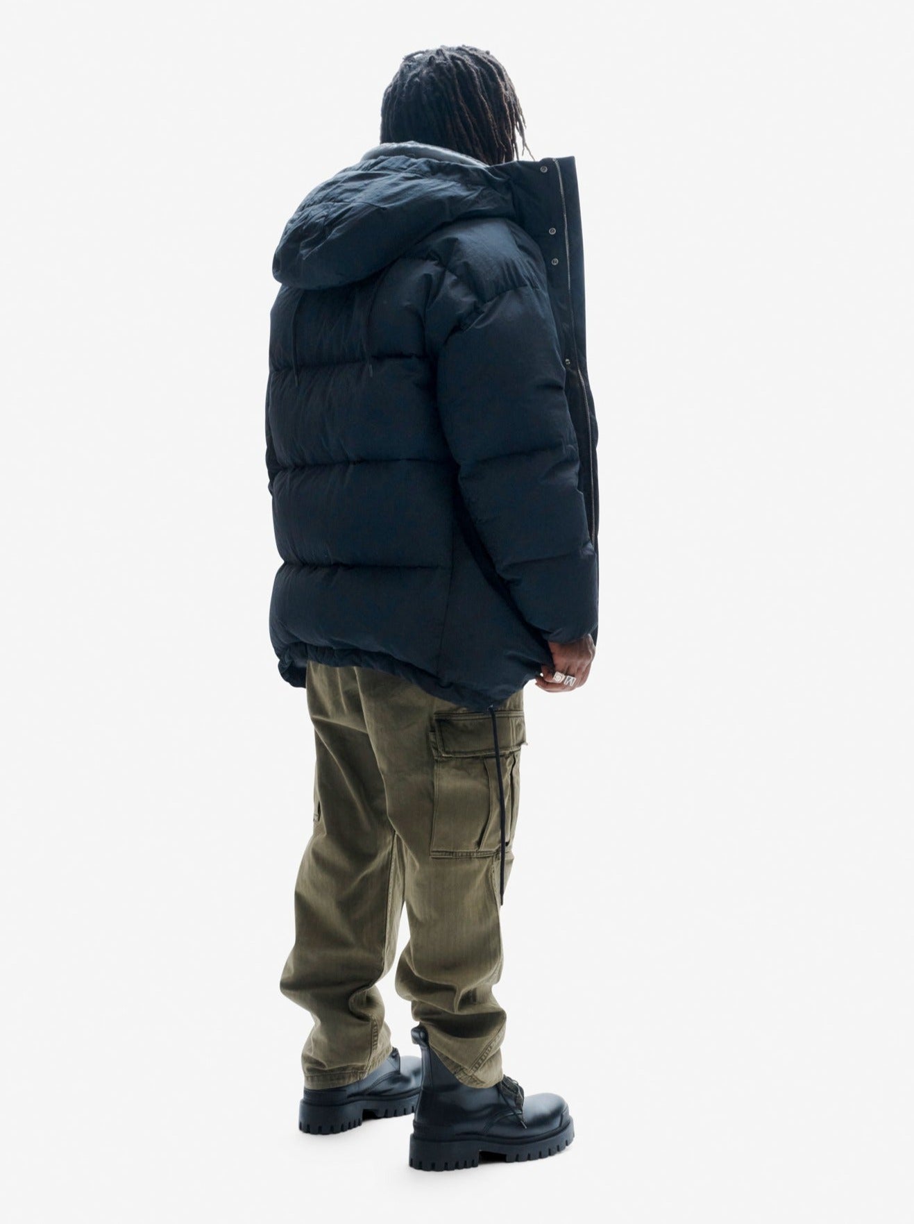 Parka Larga de Plumas - Negra