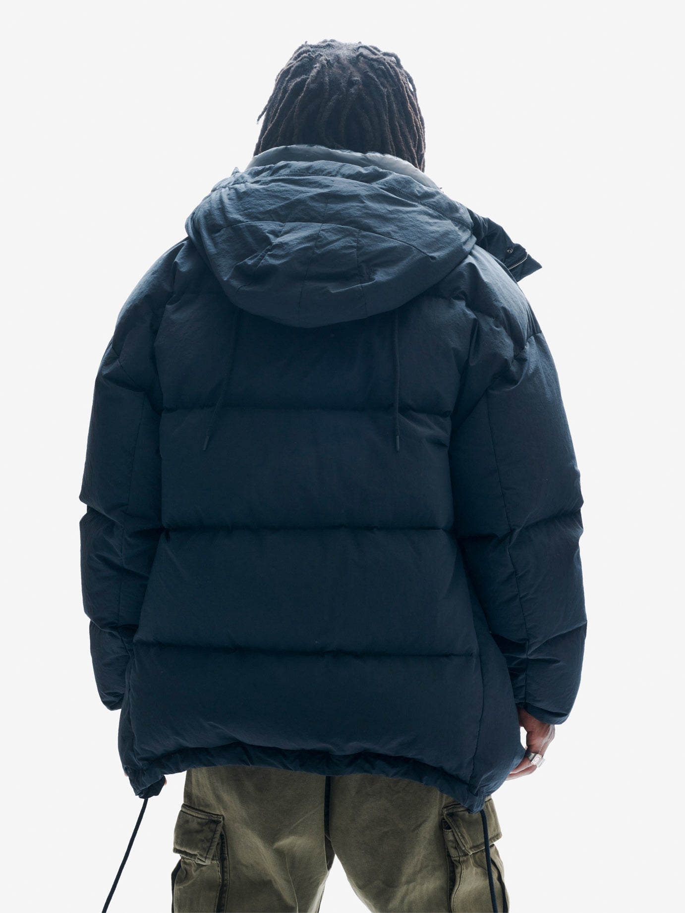 Parka Larga de Plumas - Negra