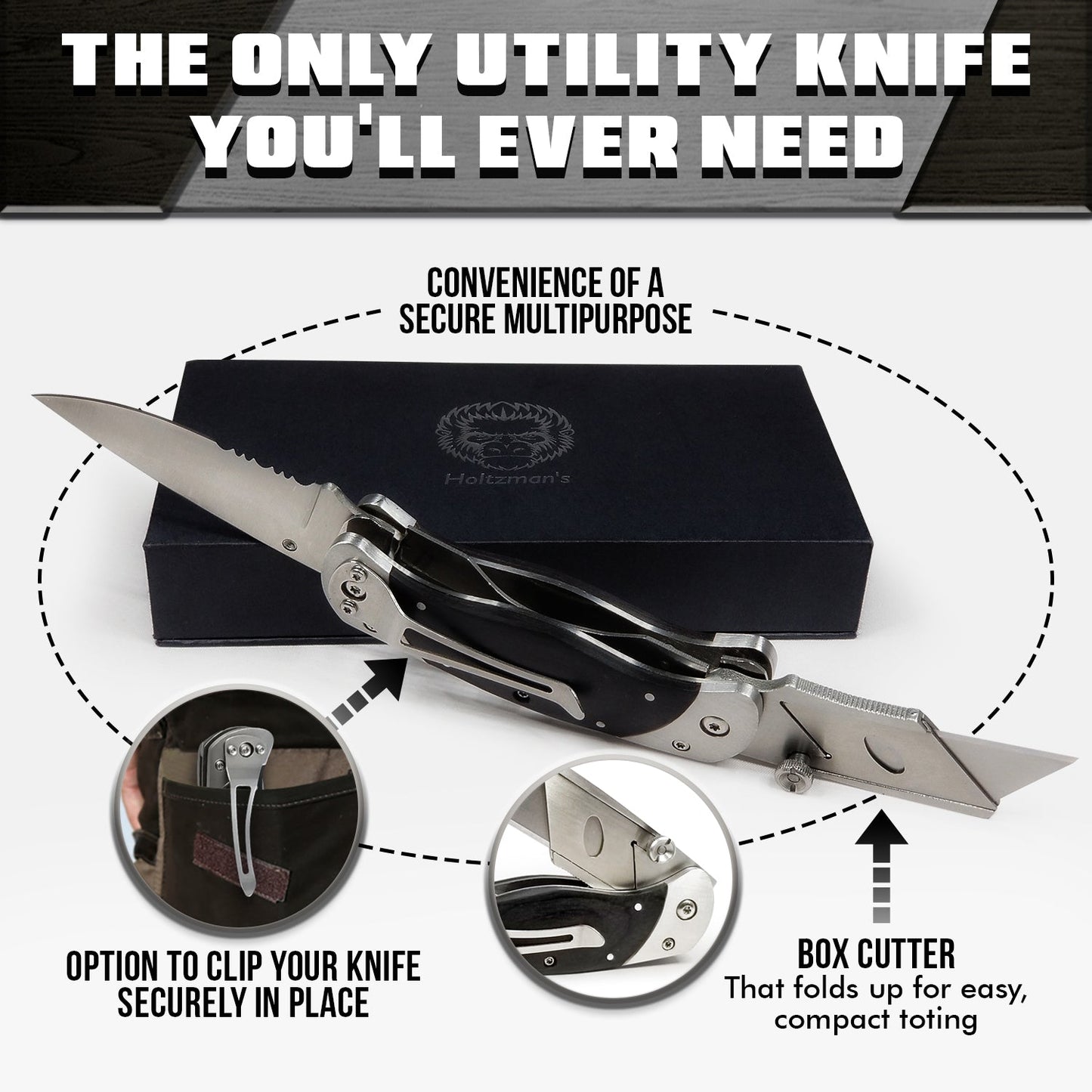 Premium Utility Knife, Folding Pocket Knife Combo, Box Cutter, Heavy Duty Dual Blades W/Belt Clip Gift Set for Dad Carpenter or Construction Worker - Korvel