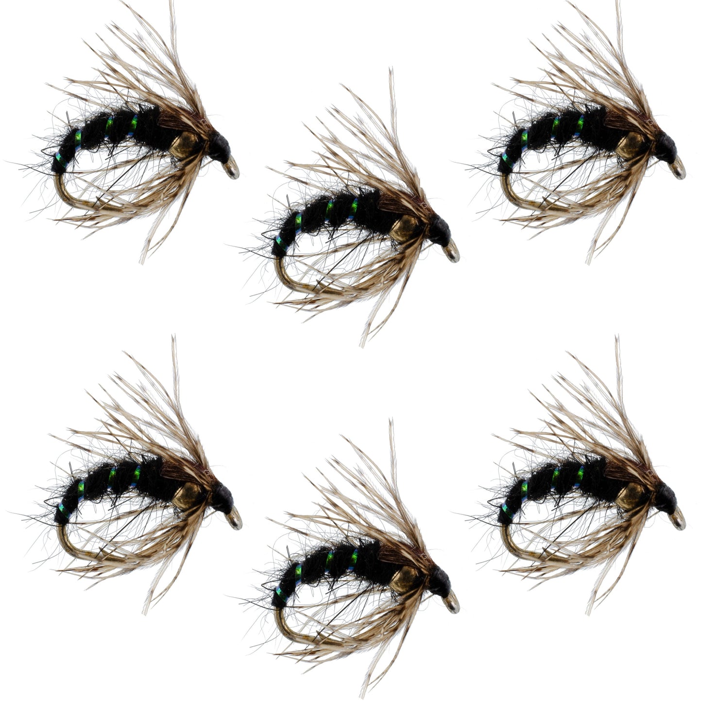 Émergent de Pupa Caddis Saint Graal Noir - Taille 14 (6 Mouches)