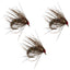 Paquete de 3 Moscas Emerger Pupa Caddis Orejas de Liebre - Tamaño 14
