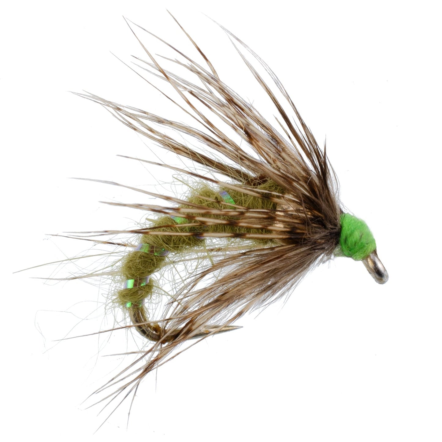 Émergent de Pupa Caddis Saint Graal Olive - Taille 16 (12 Mouches)