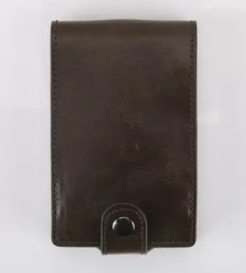 Hot sale Women Men RFID Card Holders Stack Up Pull Out Mini Cascading Wallet ID Cash Cardholder Crazy Horse PU Leather Purses - Korvel
