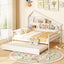 Cama tipo casa de tamaño completo con cama nido de tamaño individual - Blanca