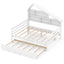 Cama tipo casa de tamaño completo con cama nido de tamaño individual - Blanca