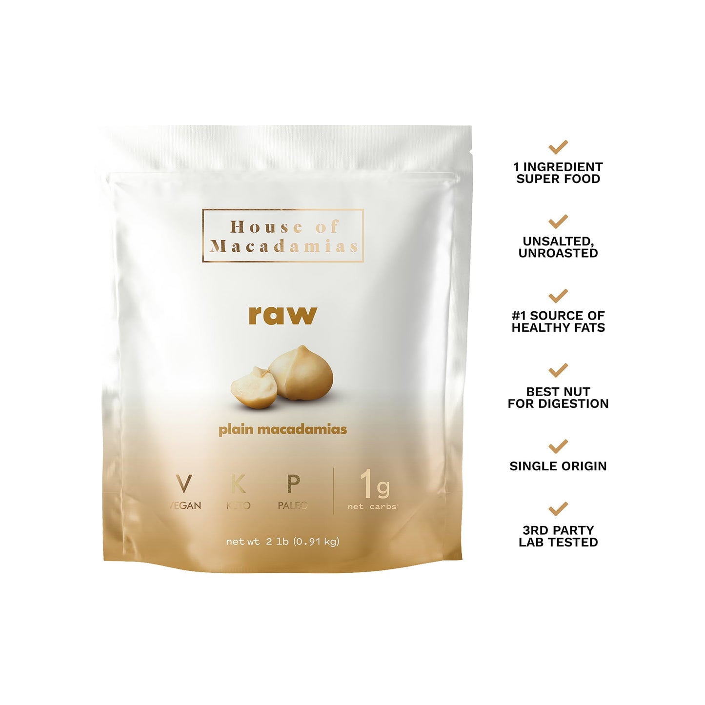 Premium Raw Macadamia Nuts - 2 lbs