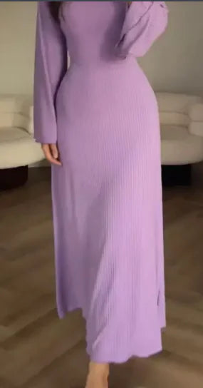 Elegant Long Sleeve Split Dress for Women