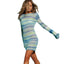 Striped Flare Sleeve Sweater Dress