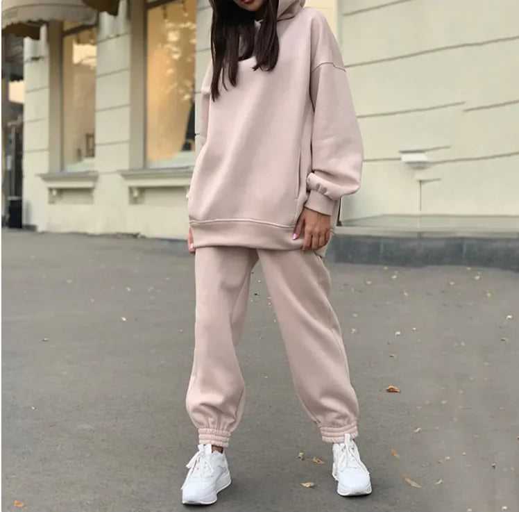 Conjunto de Sudadera de Felpa con Capucha Cómoda para Mujeres