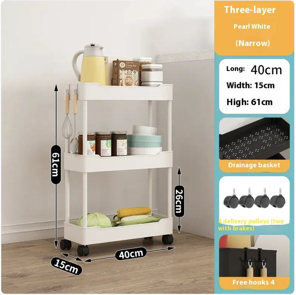 Multi-Tier Kitchen Storage Cart - Versatile & Modern Design