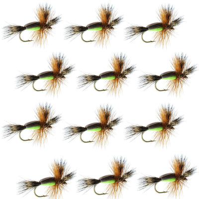 Chartreuse Humpy Classic Hair Wing Dry Fly - 12 Pack, Size 16 - Korvel