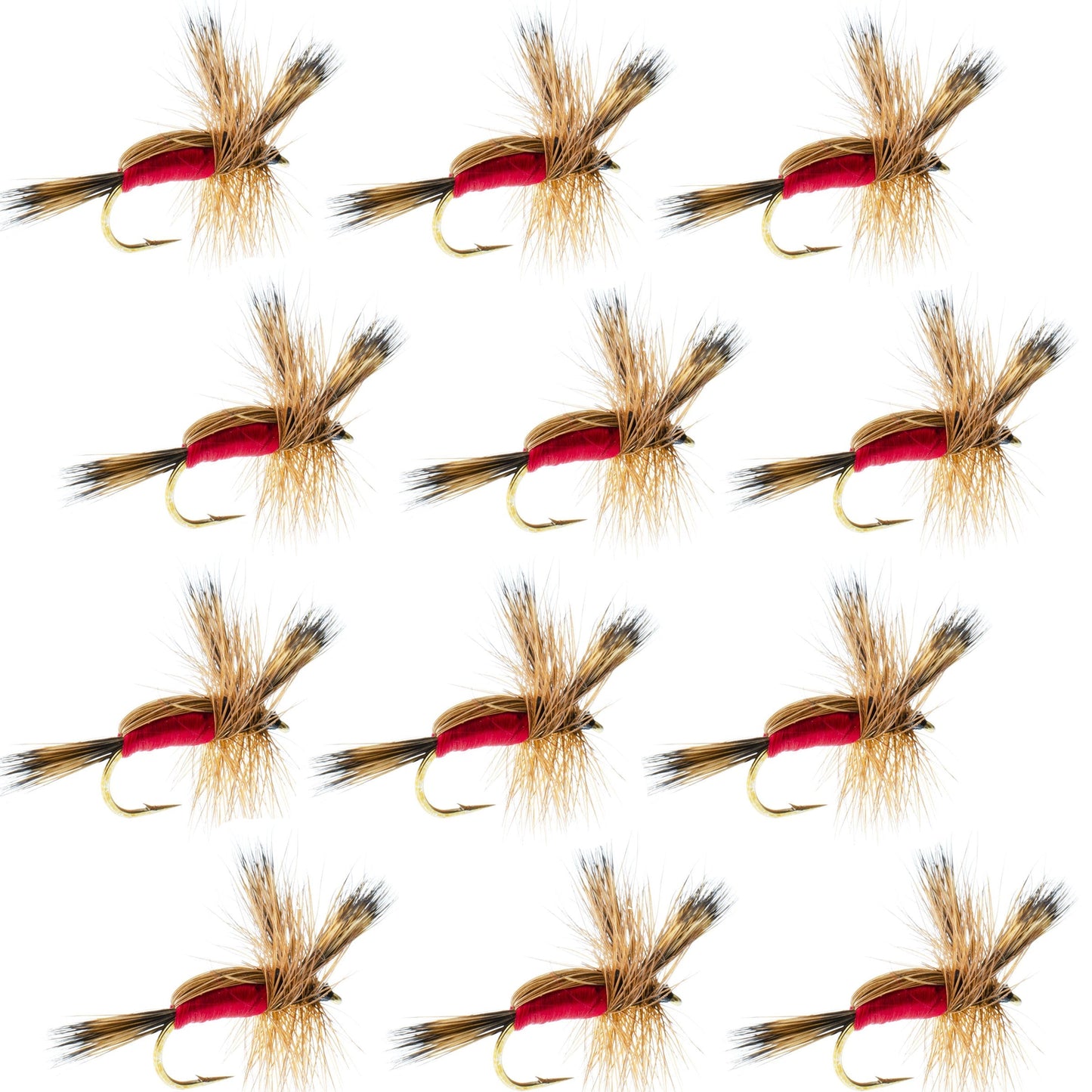 Classic Red Humpy Dry Fly - 12 Pack, Size 12 Hooks - Korvel