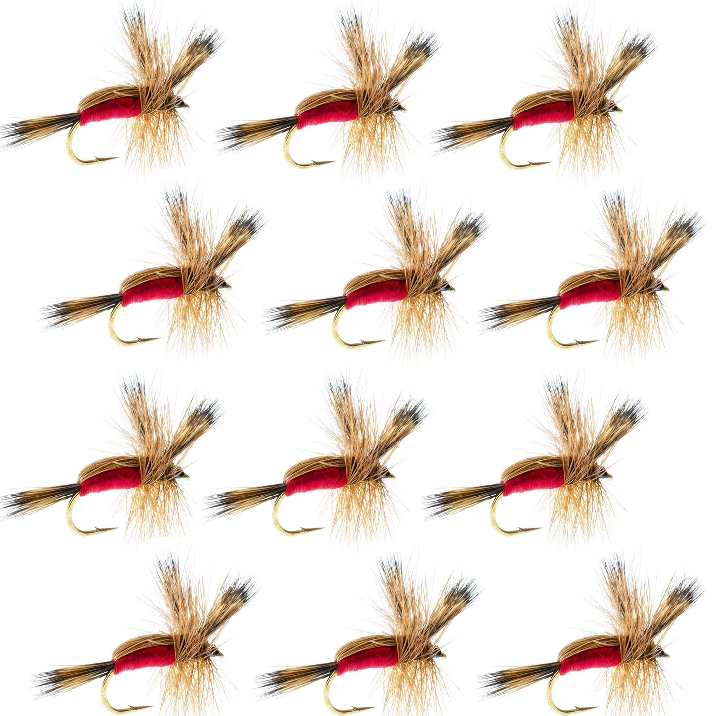 Classic Red Humpy Dry Fly - 12 Pack, Size 16 - Korvel